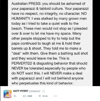 Dikuntit Paparazzi Australia, Katy Perry <i>Ngamuk</i>